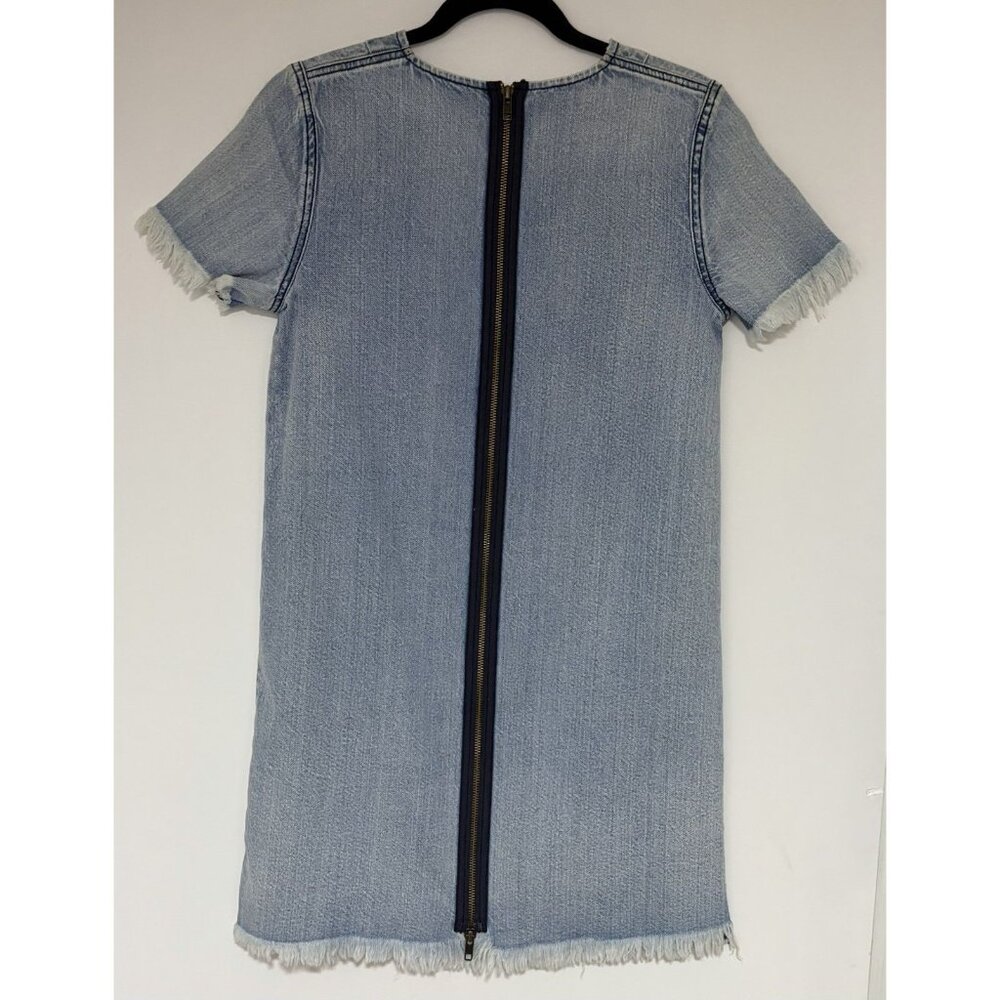 pistola Light Blue Denim Mini Dress with Frayed Trim - Picture 3 of 8
